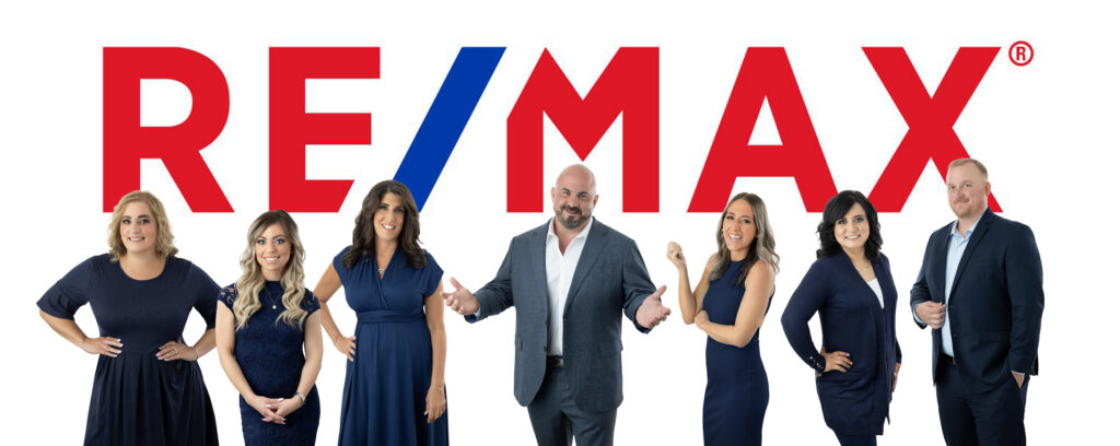Professional team composite portrait of Pocket Pete and RE/MAX real estate agents on Long Island